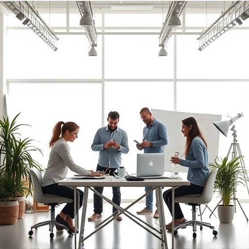 Foto di un team di professionisti che lavora in uno studio creativo