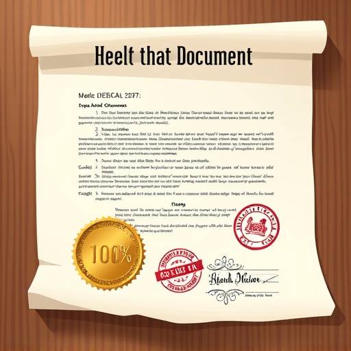 Illustrazione di un documento legale con sigilli e testo